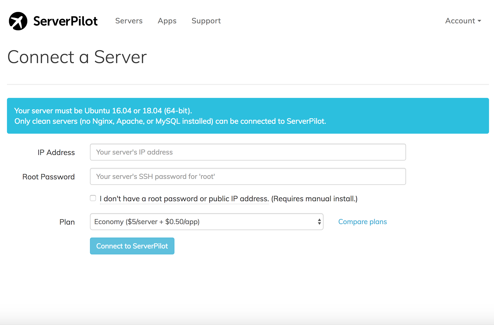 Connect your server to ServerPilot